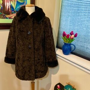 Faux Fur Coat by Sportowne for Bronka - NOS 1980 Gorgeous Brown Plush Carcoat